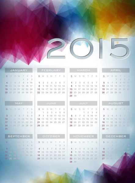 Vektorkalender 2015 Illustration auf abstraktem Farbhintergrund. — Stockvektor