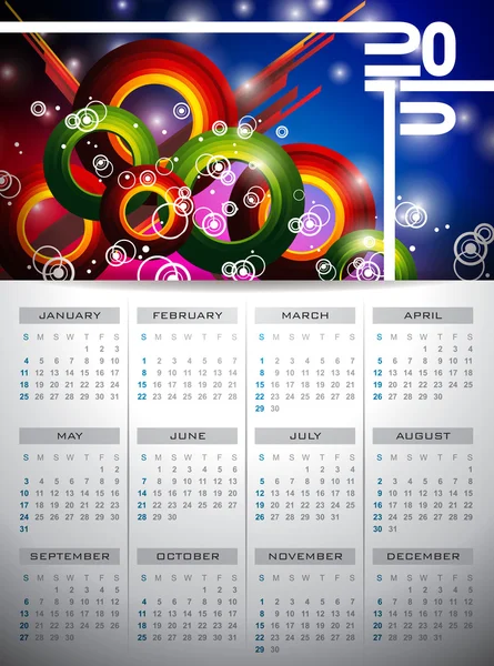 Vektorkalender 2015 Illustration auf abstraktem Farbhintergrund. — Stockvektor