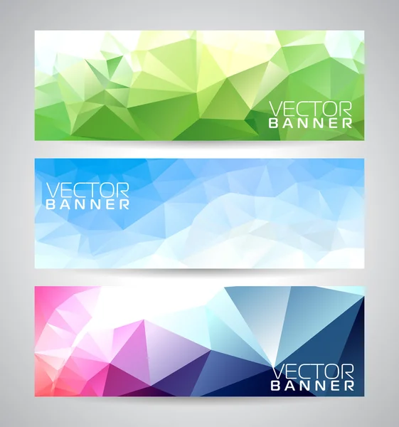 Conjunto de fondo de banner triángulos geométricos vectoriales. Diseño poligonal abstracto . — Vector de stock