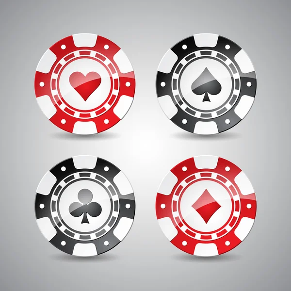 Vectorillustratie op een casino thema met spelen chips instellen. — Stockvector