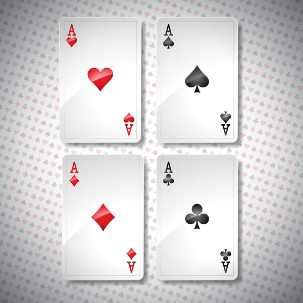 Ilustración vectorial sobre un tema de casino con cartas de póquer. Plantilla de ases de poker — Vector de stock