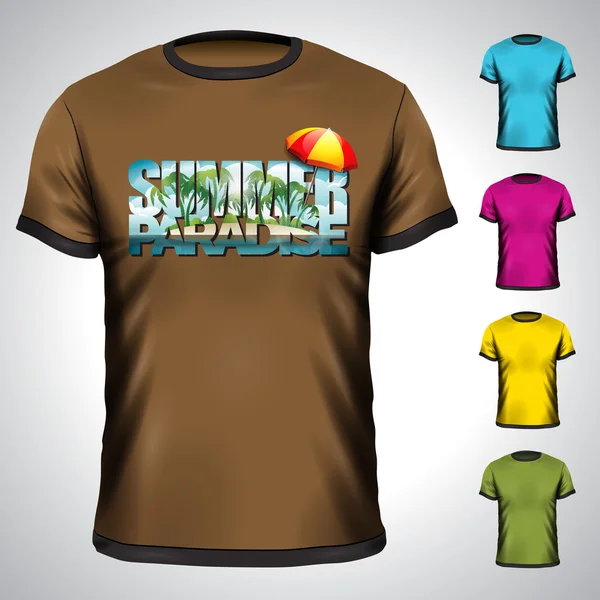Vector t-shirt set with summer holiday illustration. — Διανυσματικό Αρχείο