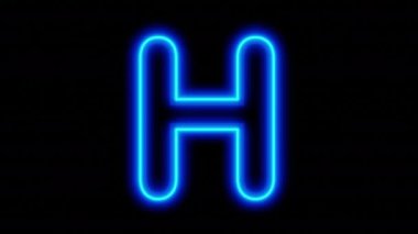 Siyah arka planda mavi renkli H harfi canlandırıldı. Döngülü animasyon. 3 boyutlu görüntüleme. 4K video