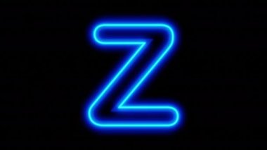 Siyah arka planda mavi renkli Z harfi canlandırıldı. Döngülü animasyon. 3 boyutlu görüntüleme. 4K video