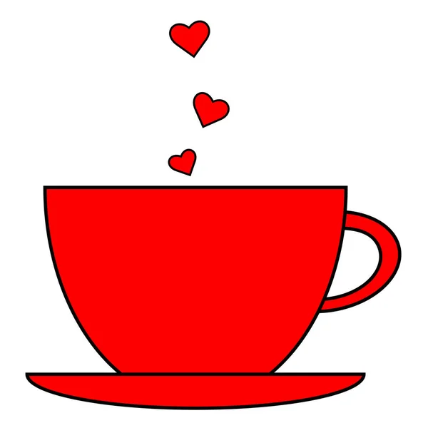 Tazza Caffè Rosso Con Cuori — Foto Stock