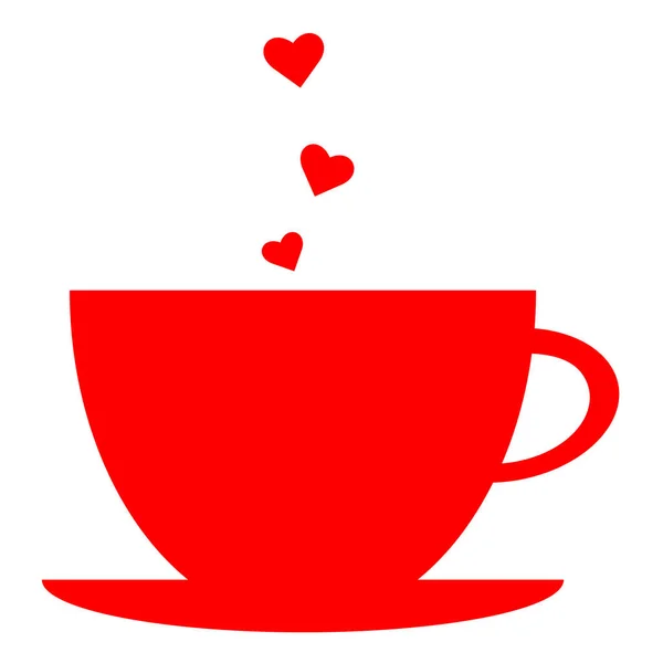 Tazza Caffè Rosso Con Cuori — Vettoriale Stock