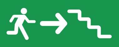 Yeşil arka planda merdiven acil çıkış işareti