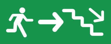 Yeşil arka planda merdiven acil çıkış işareti