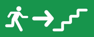 Yeşil arka planda merdiven acil çıkış işareti