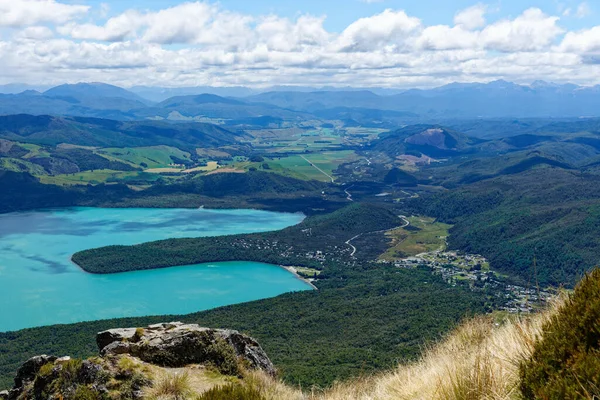 Uitzicht Vanuit Lucht Het Meer Van Rotoiti Stad Arnaud — Stockfoto