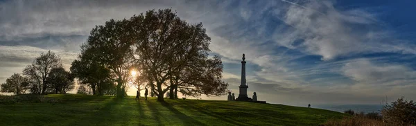 Panorama Över Galtkriget Minnesmärke Coombe Hill Skymningen Chilterns Buckinghamhire — Stockfoto