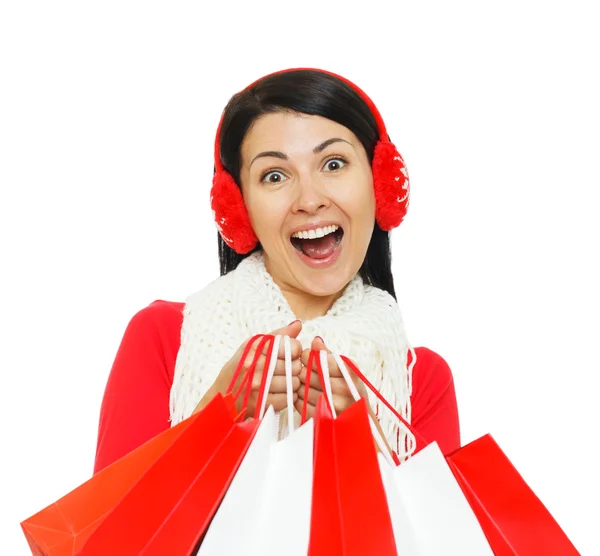 Glada shopping kvinna — Stockfoto