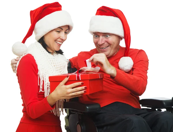 Père Noël handicapé et Santa Girl — Photo