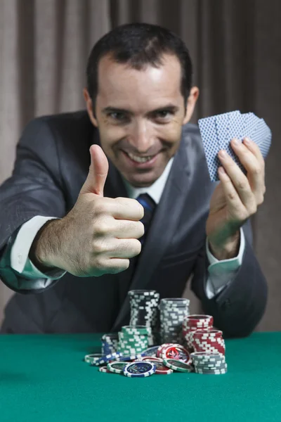 Poker Winner, Businessman, Won In Poker Game — Stock Photo, Image