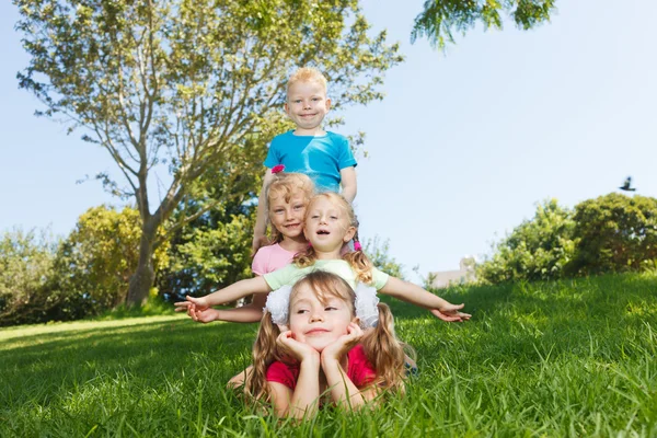 Piggy back ride children — Stock Photo, Image