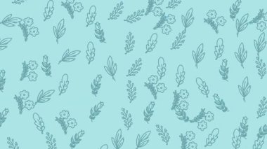 Canlandırılmış Şirin Çiçek Şekerlemesi. Kıvrık Efektli Kusursuz Döngü (Mavi / Teal).