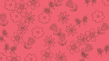 Animasyon Çiçek Deseni. Kıvrımlı Kusursuz Döngü (Pembe / Kırmızı)).