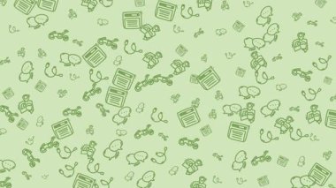 Animasyon Teknolojisi Doodle Deseni. Zıplayan Sohbet, VR ve Web Sitesi Simgeleriyle Kusursuz Döngü.