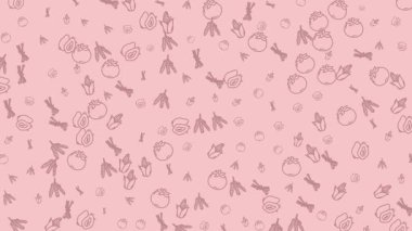 Resimli Sağlıklı Yemek Ögelerinin Kusursuz Döngüsü Sebzeler ve Yumuşak Pembe Arkaplanda Meyve Örnekleri