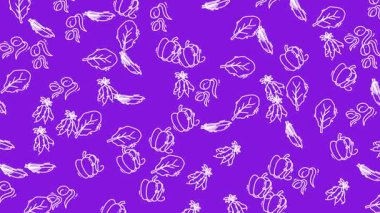 Kusursuz Döngülü Sebze Anahatları Şablonu Canlı Mor Arkaplan Devam Ediyor