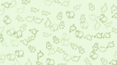 Sevimli Yeşil Çizgi Film Hayvanı Karakterleri Kusursuz Döngü Akıyor