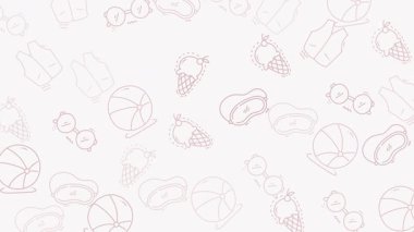 Yüzen Yaz Tatili Doodle Simgesi Desensiz Döngüsü