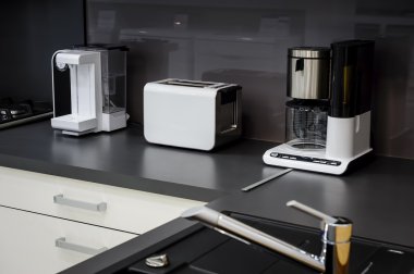 Modern Merhaba-tek mutfak, temiz iç tasarım