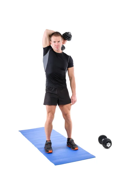 Stående Triceps Extension hantel träning — Stockfoto