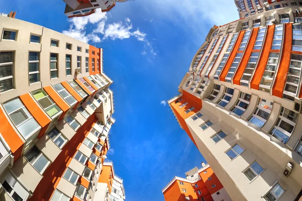 Fisheye shot of new residential buildings — Stock Photo, Image