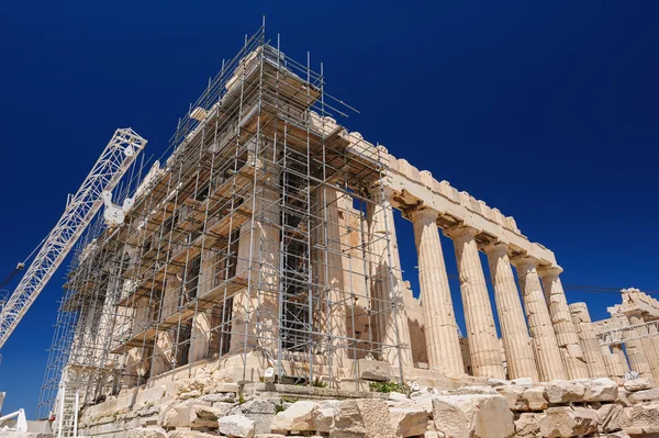 Ανακατασκευή του Παρθενώνα στην Ακρόπολη, Αθήνα, Ελλάδα — Φωτογραφία Αρχείου