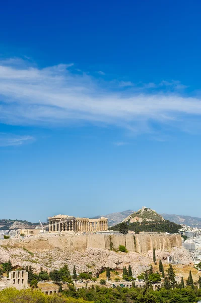 Akropolis i solnedgångens strålar — Stockfoto