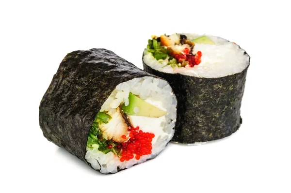 Maki sushi, two rolls isolated on white — Stock Photo, Image