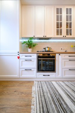 Rahat, modern, iyi tasarlanmış mutfak iç mimarisi.