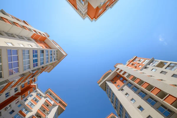 New modern apartment buildings shot from below — Stock Photo, Image