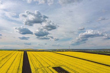 Tarımsal tecavüz alanının üstündeki bulutlar, havadan çekim