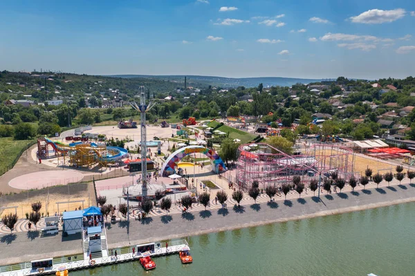 Orhei, Moldova, July 2021: Aerial view of the amusement park Orheiland — Stock Photo, Image