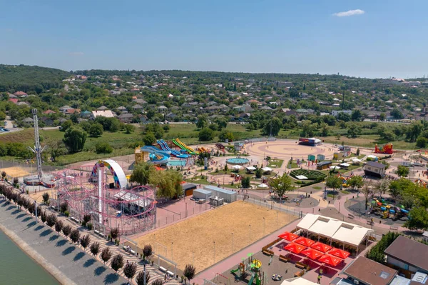 Orhei, Moldova, July 2021: Aerial view of the amusement park Orheiland — Stock Photo, Image