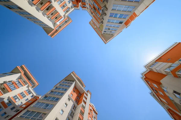 New modern apartment buildings shot from below — Stock Photo, Image