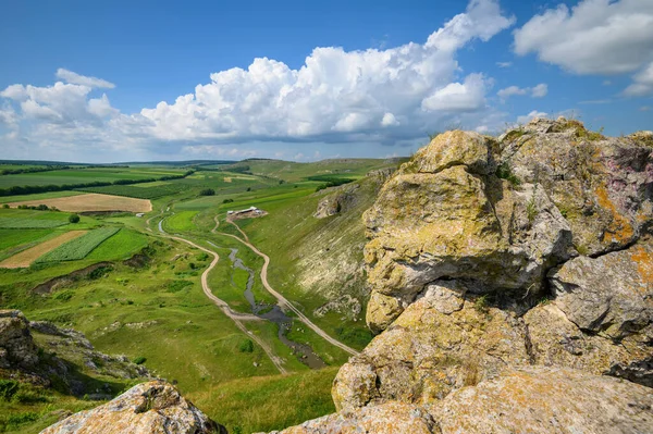 Vista ai residui di rocce calcaree nel nord della Moldavia — Foto Stock