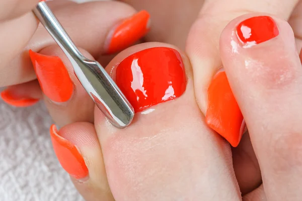 Pedicure process macro closeup — Stock Photo, Image