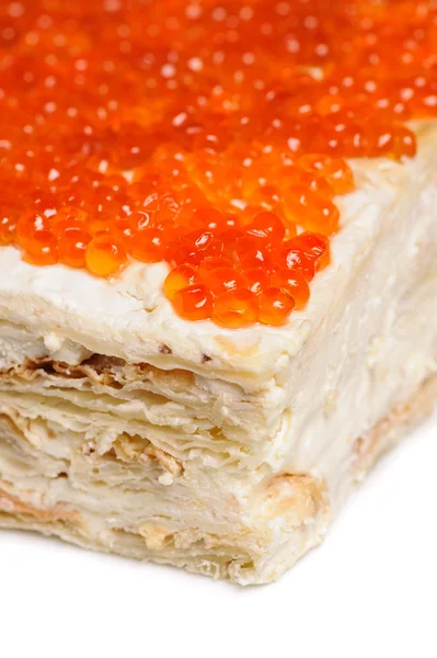 Tarta de caviar rojo en capas — Foto de Stock