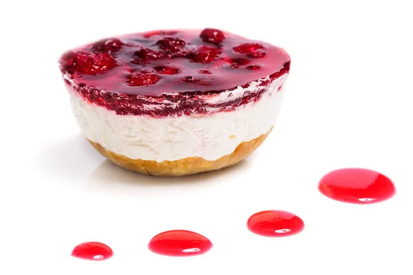 Raspberry cheese cake and ice cream ball — Stock Photo, Image