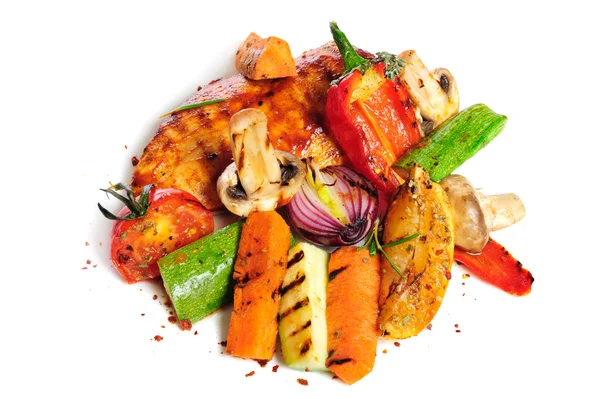 Grilled chicken fillet and vegetables — Stock Photo, Image