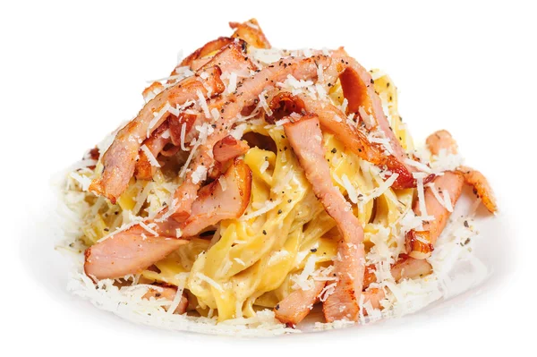 Pasta Carbonara con tocino y queso —  Fotos de Stock