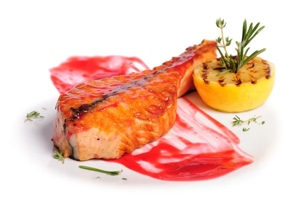 Grilled salmon steak — Stock Photo, Image