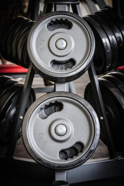 Barbell plates rack — Stock Photo, Image