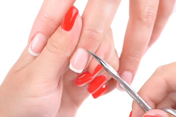 Manicure applicata - taglio della cuticola — Foto Stock