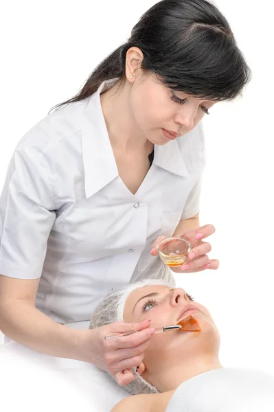 Facial peeling mask applying — Stock Photo, Image