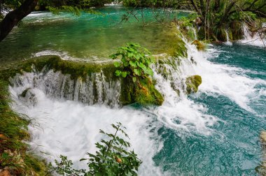 Hırvatistan 'ın Plitvice Lakes Ulusal Parkı' ndaki şelaleler
