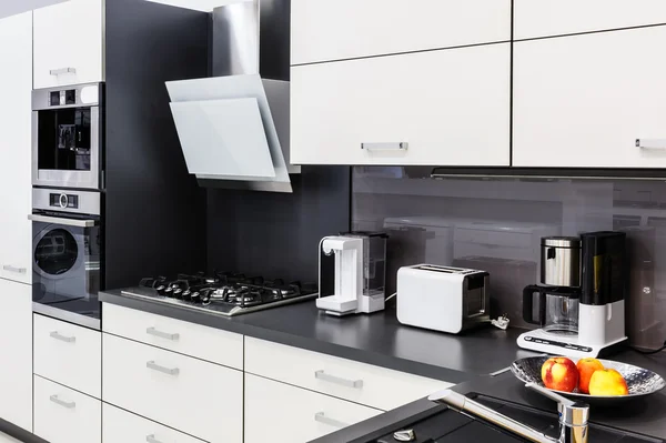 Modern hi-tek kitchen, clean interior design — Stock Photo, Image